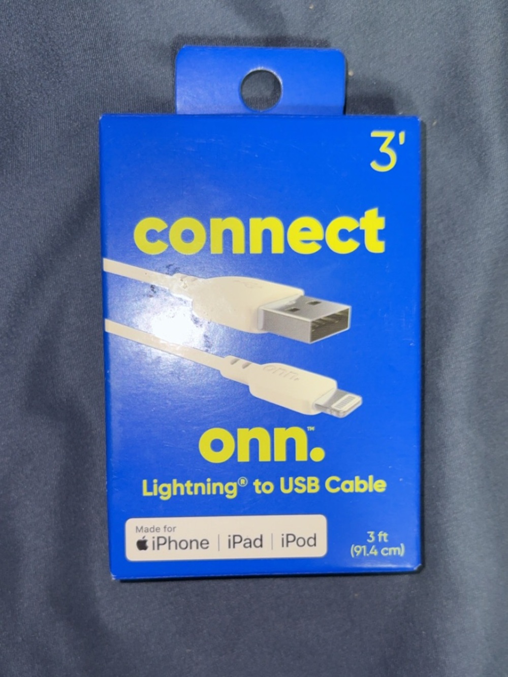 onn Lightning to USB Cable - White - 3 ft
